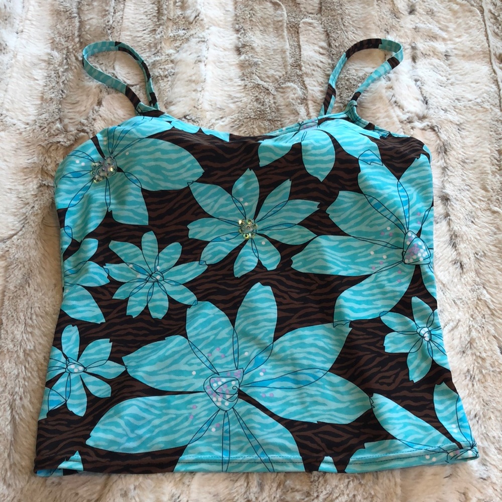 Swim Suit Top/ Tankini Top Sewn in Bra